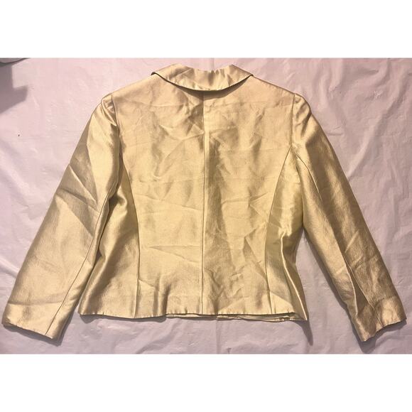 Vintage Rickie Freeman Teri Jon Blazer Green/yellow Pearl Buttons Size 8 - Picture 3 of 14